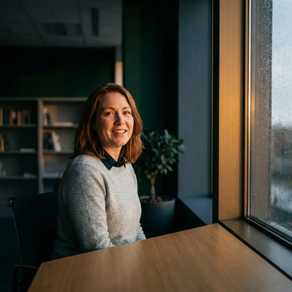 Claire R., a total rewards lead, photographed at her workplace
